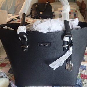 SOLD Calvin Klein Large Saffiano Black Leather Tote NEW
